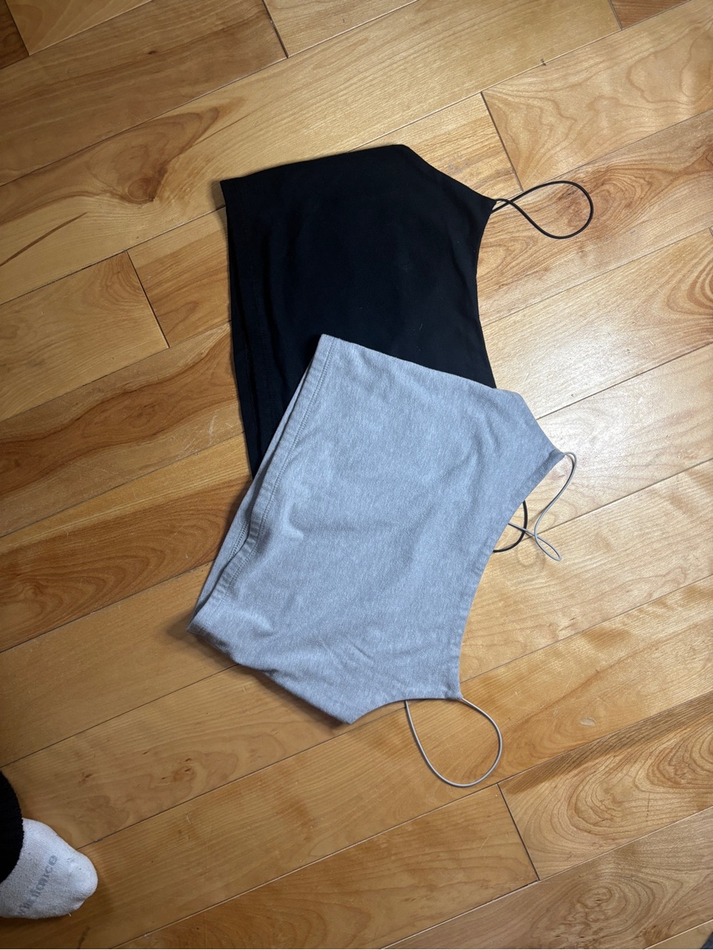 Target Black & Gray Double Crop Tank Tops - Slim Spaghetti Strap Set